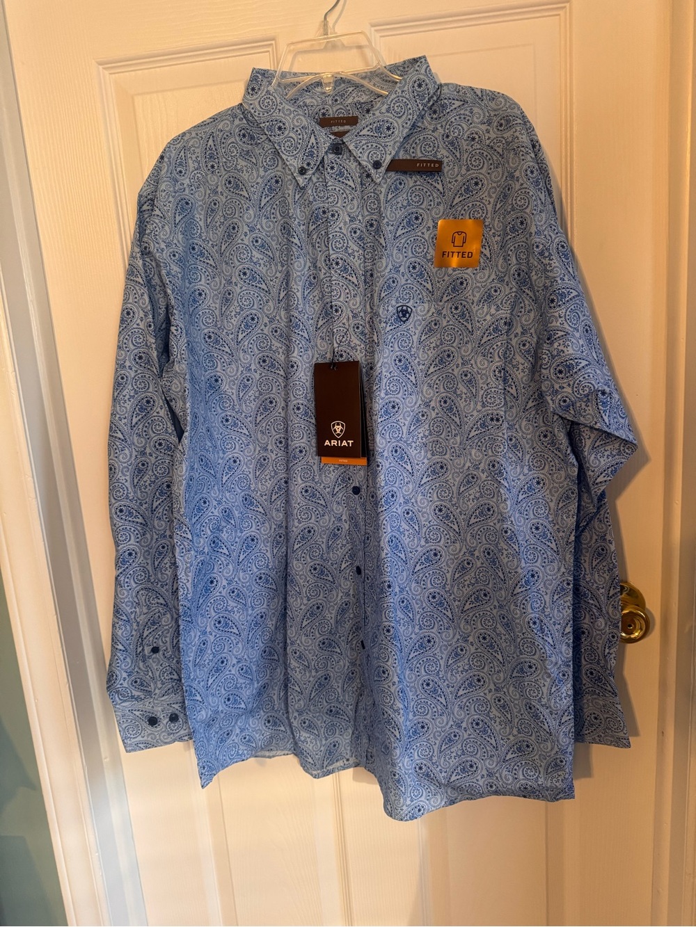 Ariat Light Blue Paisley Button-Down Fitted Shirt
